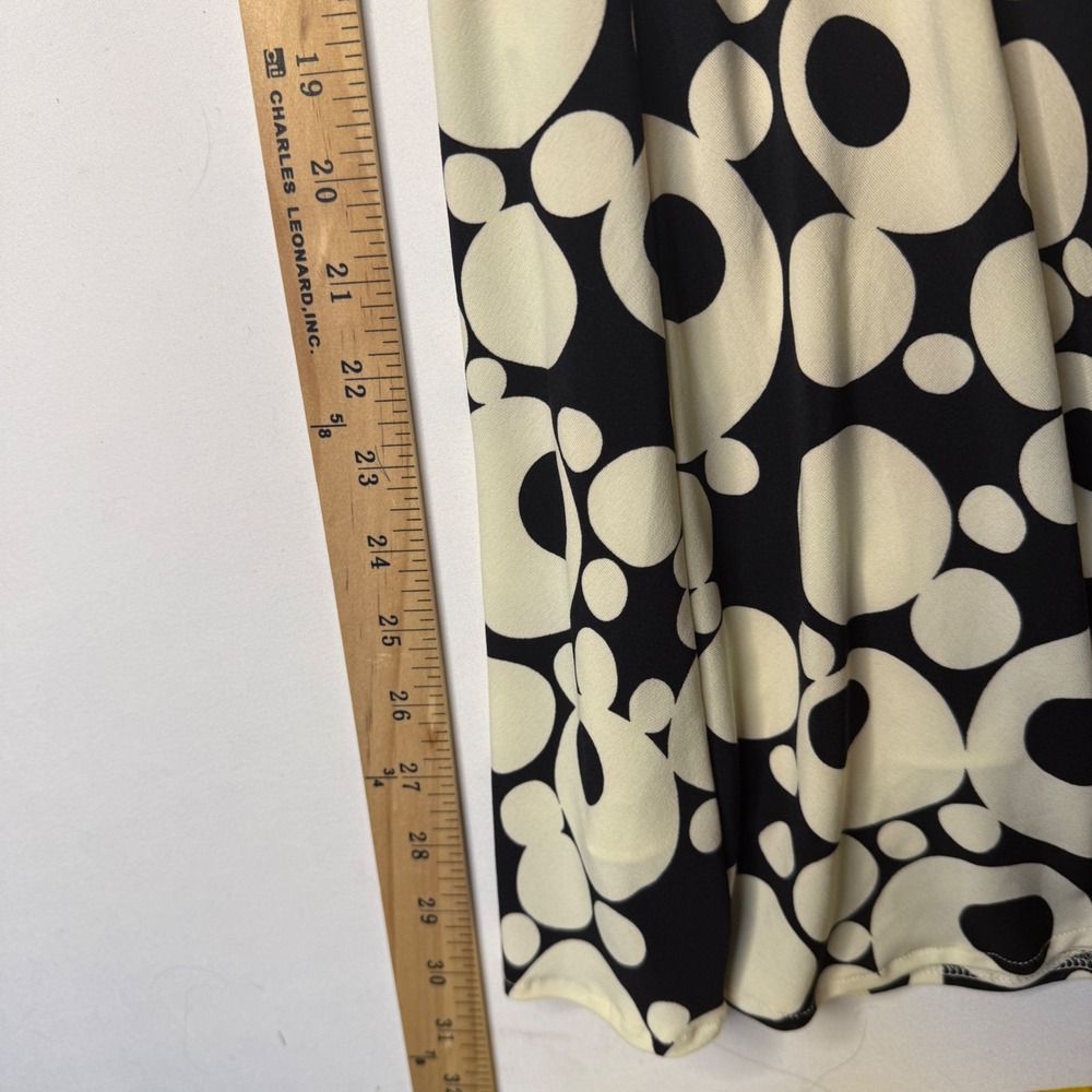 Maggy London Womens Halter Dress Black Cream Mod Bubble Print Ruched Drop Waist - Picture 4 of 7